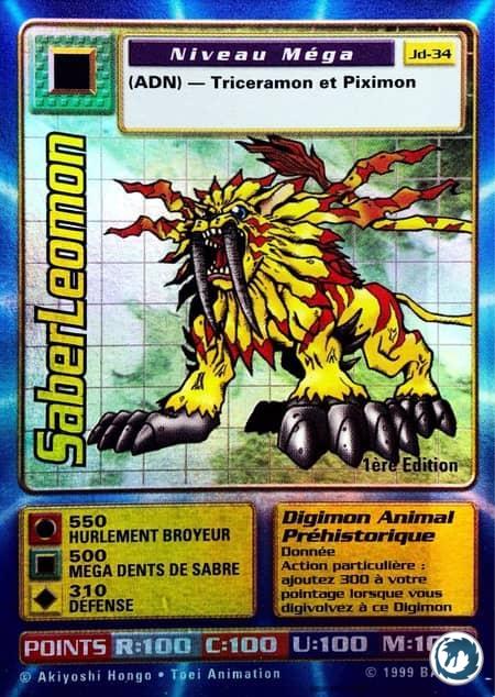 Saberleomon (JD-34) - Saberleomon (ST-34) - Série 3 Bandai 1999 - Carte Digimon