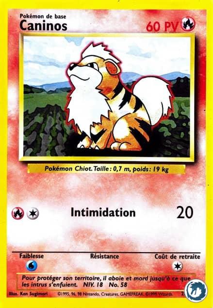 Caninos (28/102) - Growlithe (28/102) - Set de base - Carte Pokémon