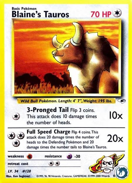 Tauros d'Auguste (64/132) - Blaine's Tauros (64/132) - Gym Heroes - Carte Pokémon