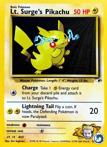 Pikachu De Major Bob (81/132) - Lt. Surge's Pikachu (81/132) - Gym Heroes - Carte Pokémon