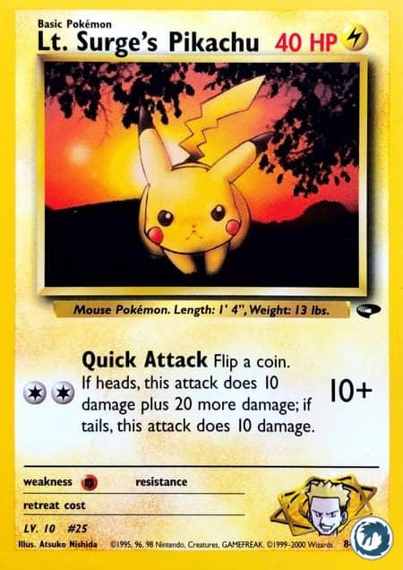 Pikachu de Major Bob (84/132) - Lt. Surge's Pikachu (84/132) - Gym Challenge - Carte Pokémon