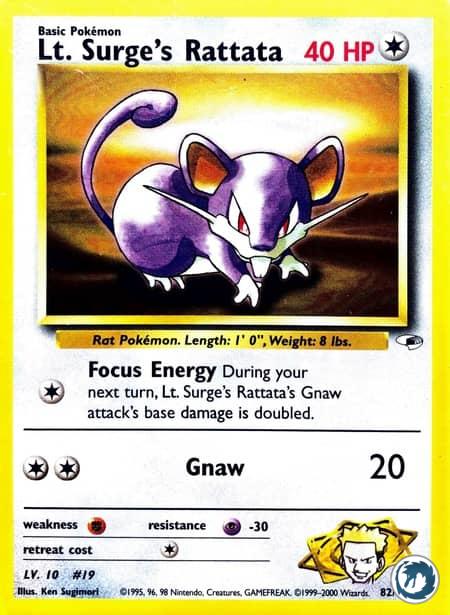 Rattata De Major Bob (82/132) - Lt. Surge's Rattata (82/132) - Gym Heroes - Carte Pokémon