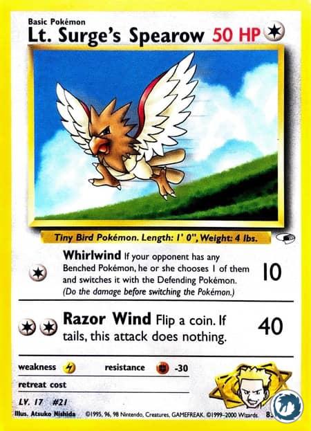 Piafabec De Major Bob (83/132) - Lt. Surge's Spearow (83/132) - Gym Heroes - Carte Pokémon